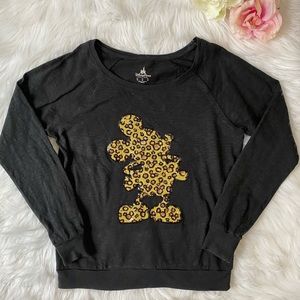Women’s Disney Leopard Print Sequin Top Gray Small
